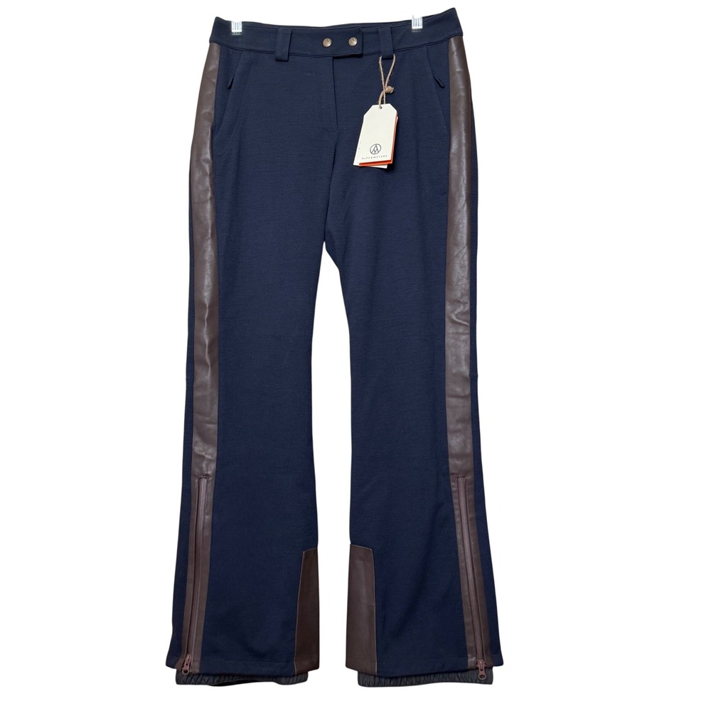 Alps & Meters Womens Twenties Trouser Navy Blue Brown Trim Ski Pants Size 10 NEW